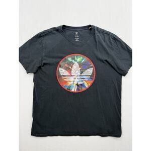 Adidas Colored Logo Black Short Sleeve Graphic T Shirt Men's Large